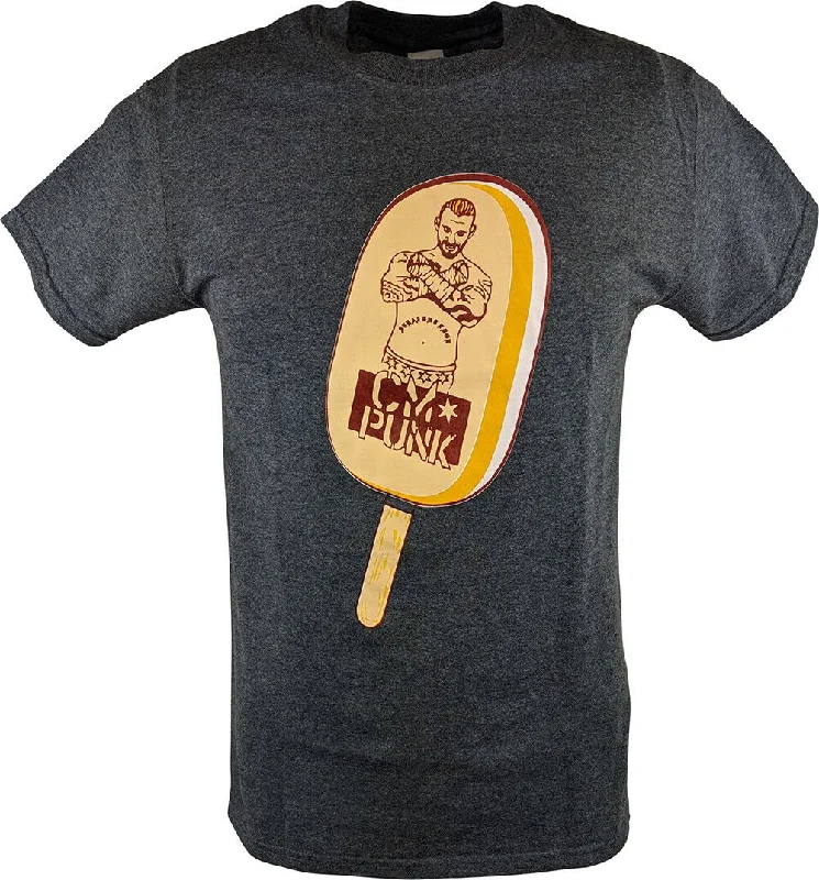 Custom T-Shirts for Soccer Fans-CM PUNK Ice Cream Bar Mens Gray T-shirt