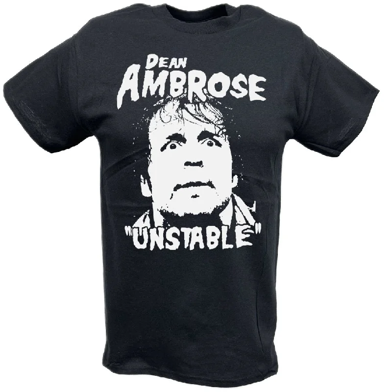 Custom T-Shirts for Rugby Fans-Dean Ambrose The Unstable One Mens Black T-shirt