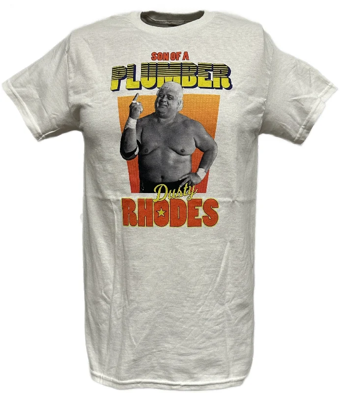 Custom T-Shirts for Men-Dusty Rhodes Son of a Plumber WWE Mens White T-shirt