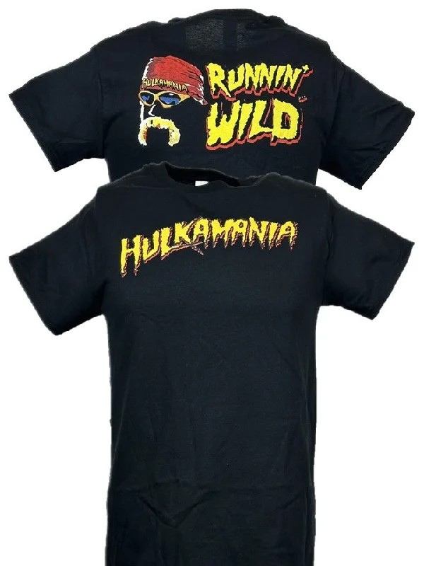 Custom T-Shirts with Artistic Illustrations-Hulk Hogan Running Wild Hulkamania Mens Black T-shirt