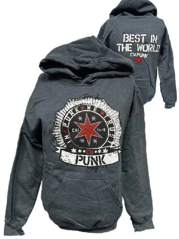 Custom T-Shirts for Universities-In CM Punk We Trust Gray Pullover Hoody Sweatshirt