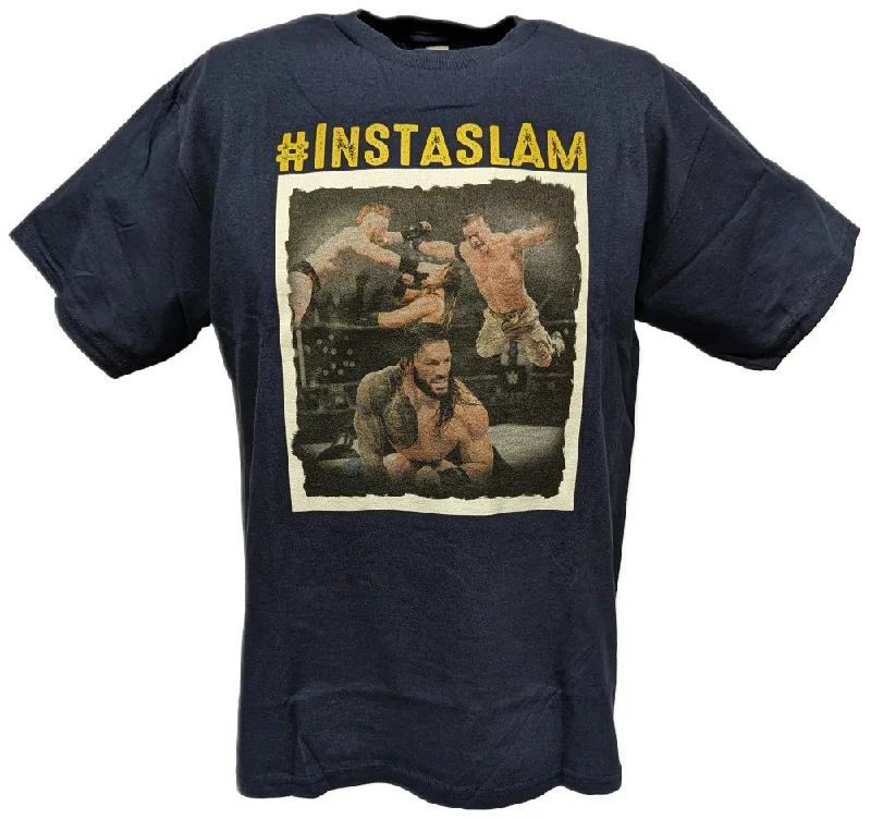 Custom T-Shirts for Artists and Creatives-Instaslam John Cena Roman Reigns Sheamus Boys Kids Blue T-shirt