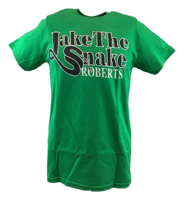 Custom T-Shirts with Hand-Drawn Graphics-Jake the Snake Roberts Mens Green T-shirt