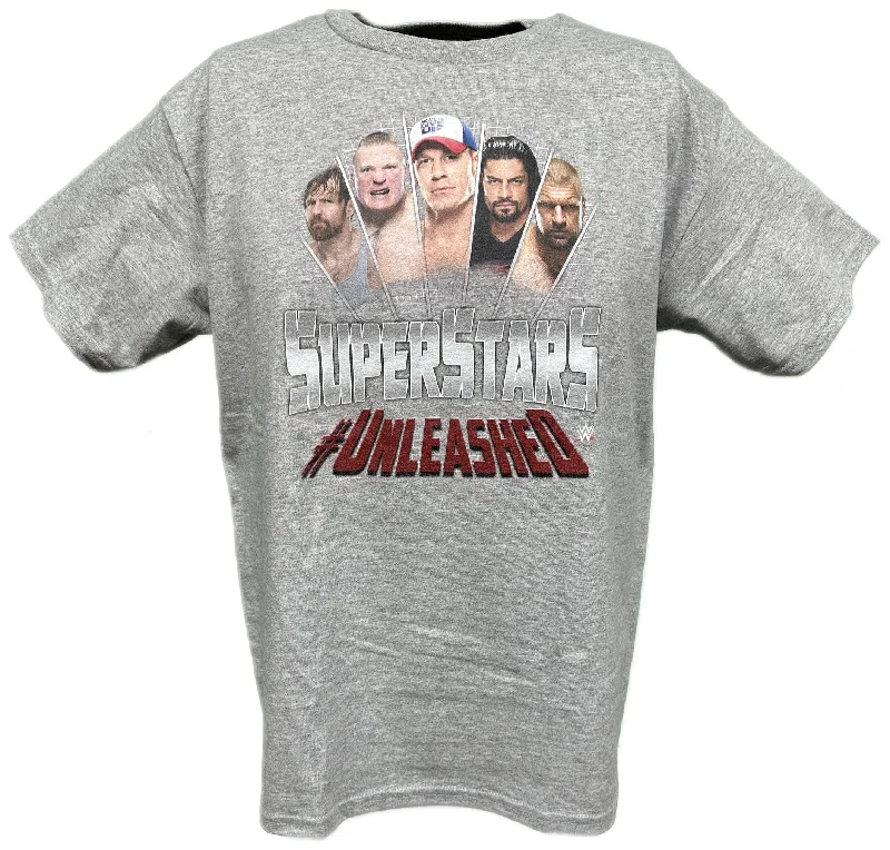 Custom T-Shirts with Inspirational Words-John Cena Brock Lesnar Roman Reigns Unleashed WWE Gray T-shirt Boys