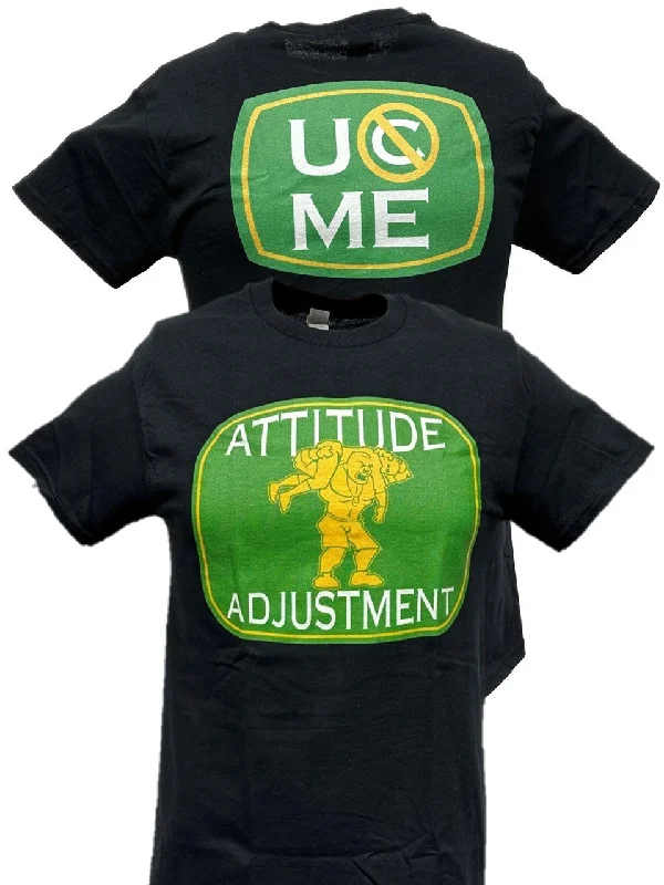 Custom T-Shirts with Creative Designs-John Cena Attitude Adjustment Mens Green Logo Black T-Shirt