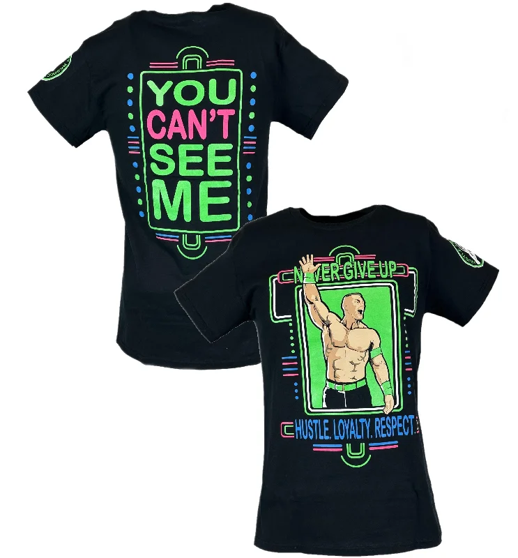 Custom T-Shirts with Forest Designs-John Cena Neon Green Never Give Up Mens T-Shirt