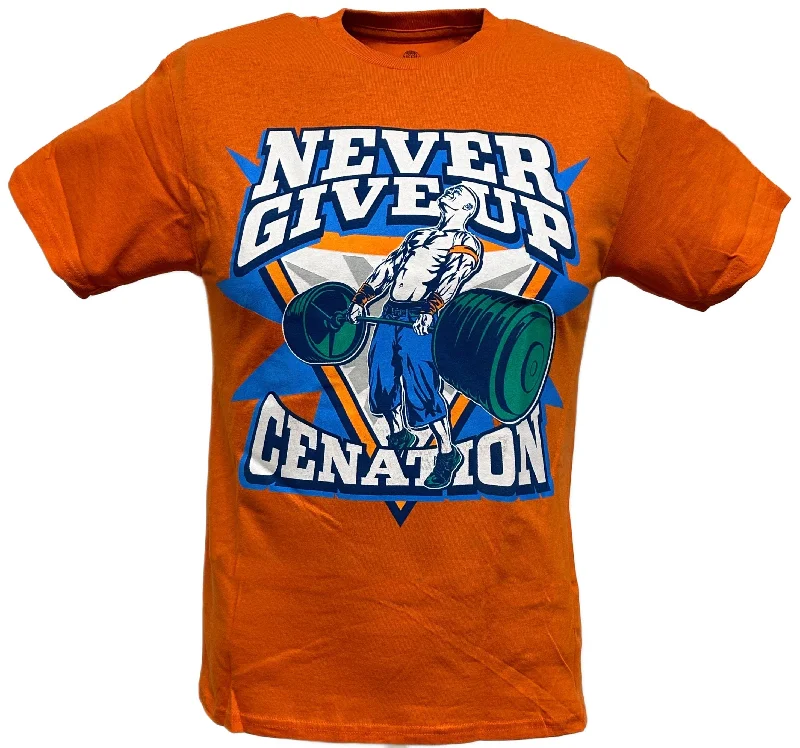 Custom T-Shirts for Animal Lovers-John Cena Orange Never Give Up Kids T-shirt Boys