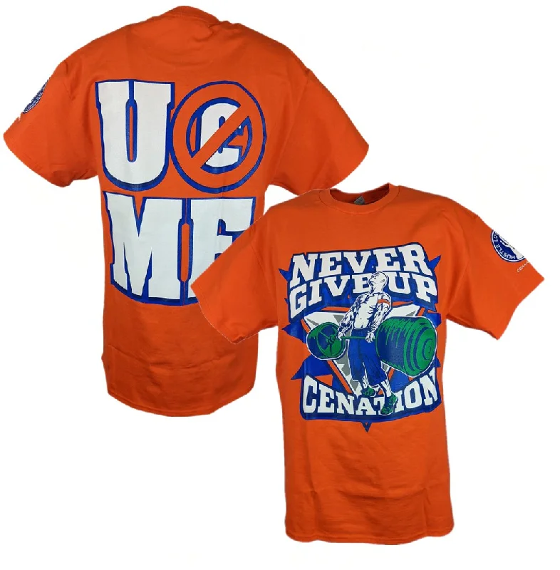 Custom T-Shirts with Pet Graphics-John Cena Orange Never Give Up Mens T-Shirt