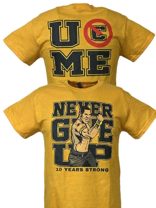 Custom T-Shirts for Fitness Lovers-John Cena Ten Years Strong Mens Cotton Yellow T-shirt