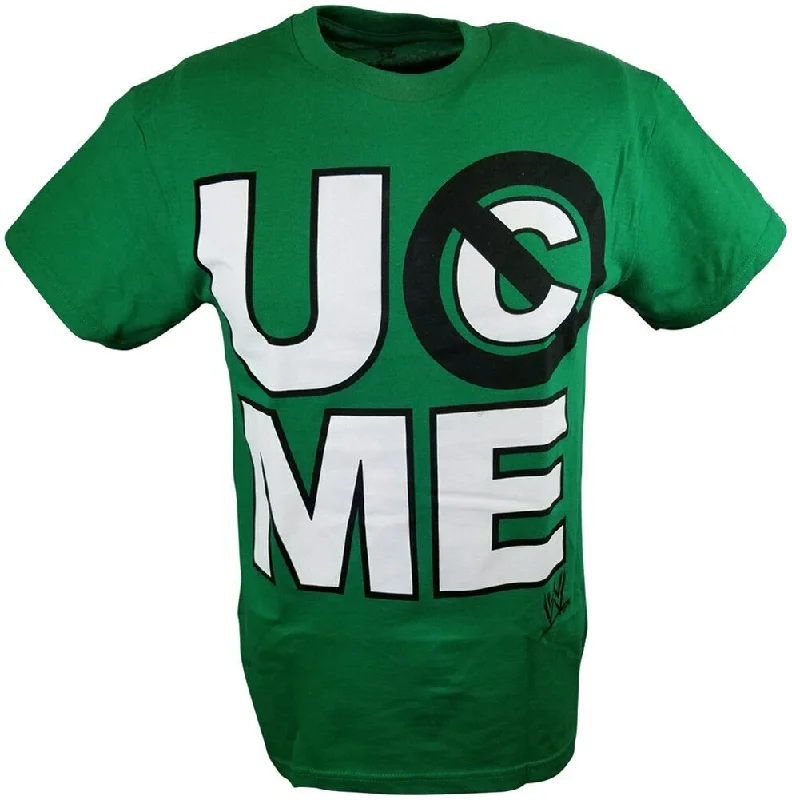 Custom T-Shirts for Layering-John Cena U Can't See Me Green WWE Mens T-shirt