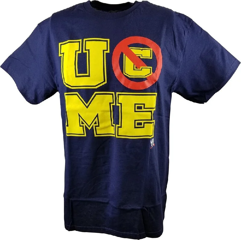 Custom T-Shirts for Hiking Adventures-John Cena U Can't See Me WWE Mens Navy Blue T-shirt