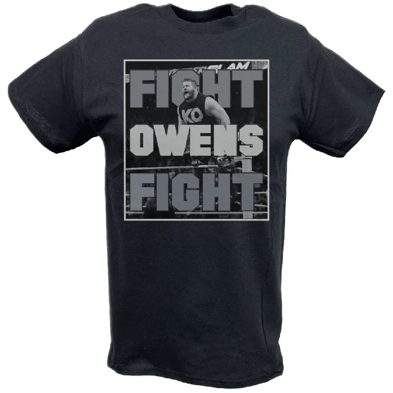 Custom T-Shirts for Cold Weather-Kevin Owens Fight Owens Fight Mens Black T-shirt