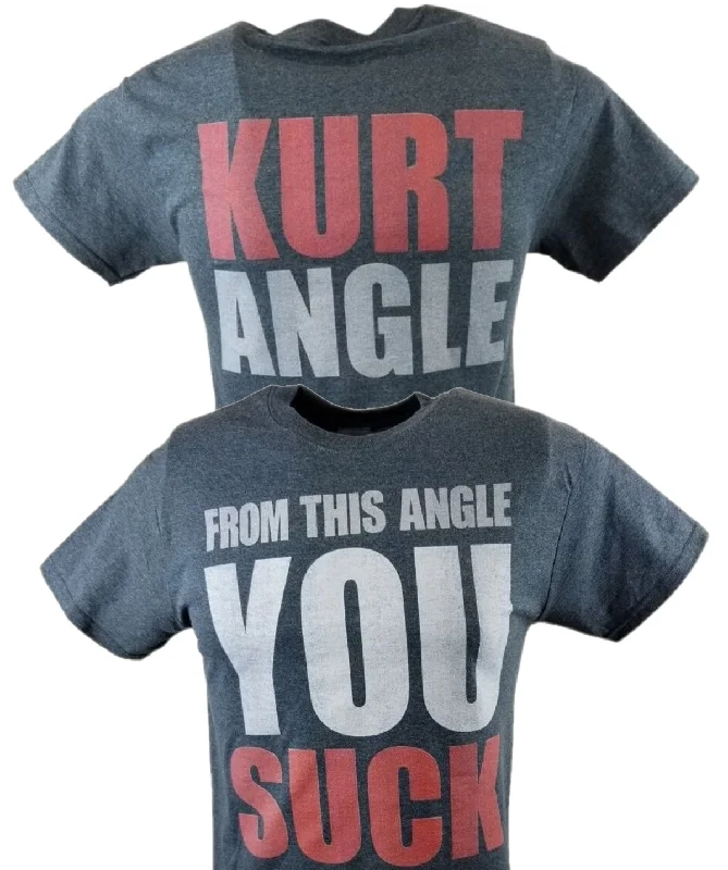 Custom T-Shirts for All-Day Comfort-Kurt Angle You Suck WWE Mens Gray T-shirt