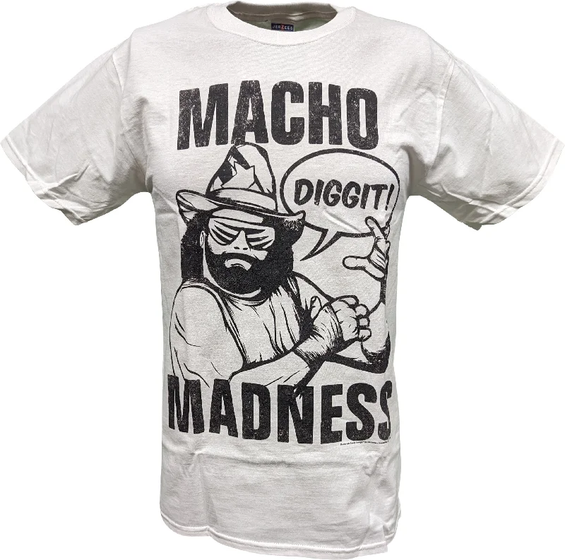 Custom T-Shirts for Group Photos-Macho Man Madness Randy Savage Diggit Mens White T-shirt