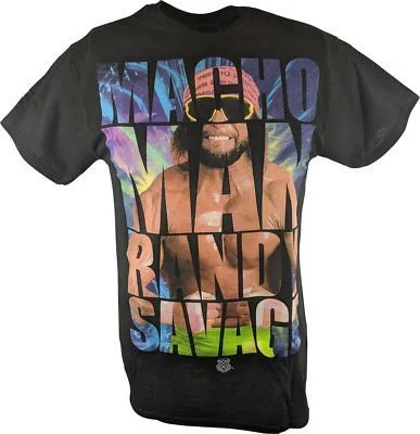 Custom T-Shirts for Conventions-Macho Man Randy Savage Allover WWE Mens Black T-shirt