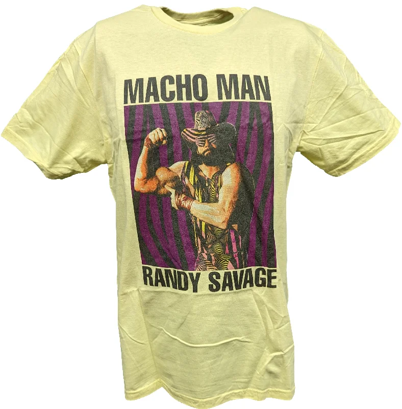 Custom T-Shirts for Family Outings-Macho Man Randy Savage Bicep Pose Mens Yellow T-shirt