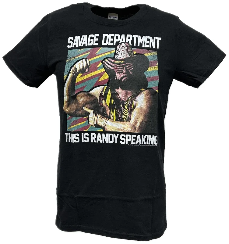 Custom T-Shirts for Awareness Campaigns-Macho Man Randy Savage Department Speaking Mens Black T-shirt