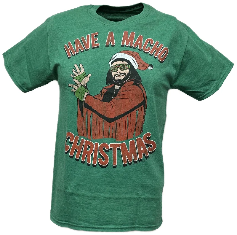 Custom T-Shirts with Custom Patches-Macho Man Randy Savage Have Macho Christmas Mens Green T-shirt