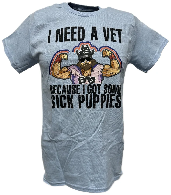 Custom T-Shirts with Custom Color Prints-Macho Man Randy Savage Sick Puppies Heather Blue T-shirt