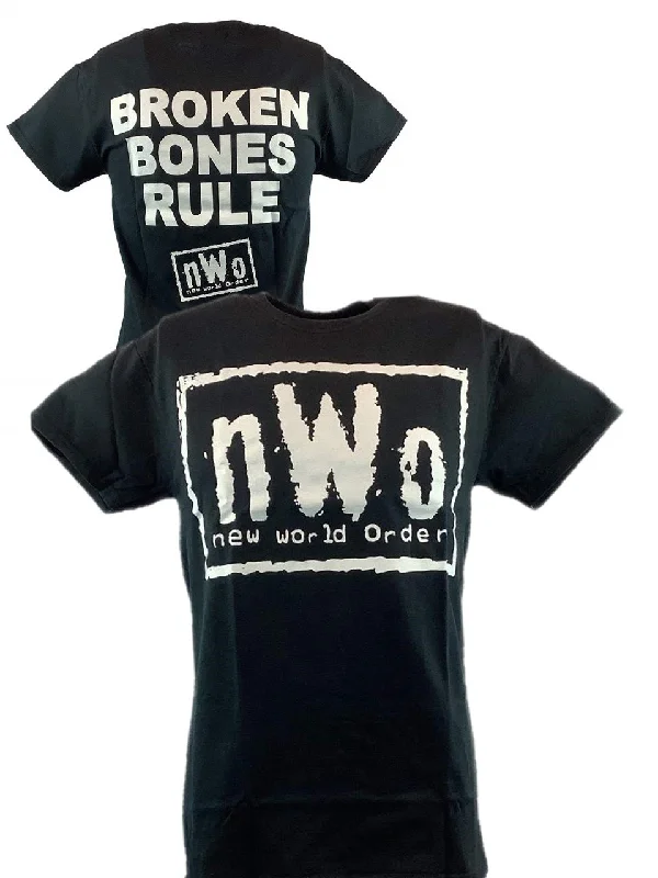 Custom T-Shirts for Casual Wear-nWo Broken Bones Rule New World Order White Logo Mens T-shirt