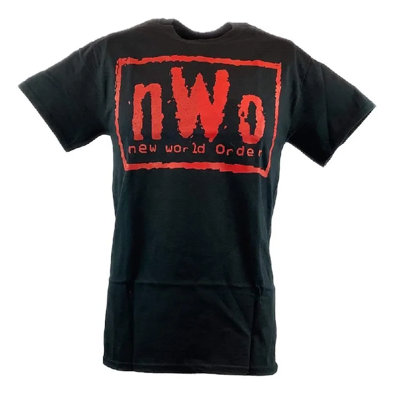 Custom T-Shirts for Music Lovers-NWO New World Order Red Ink Adult Black T-Shirt