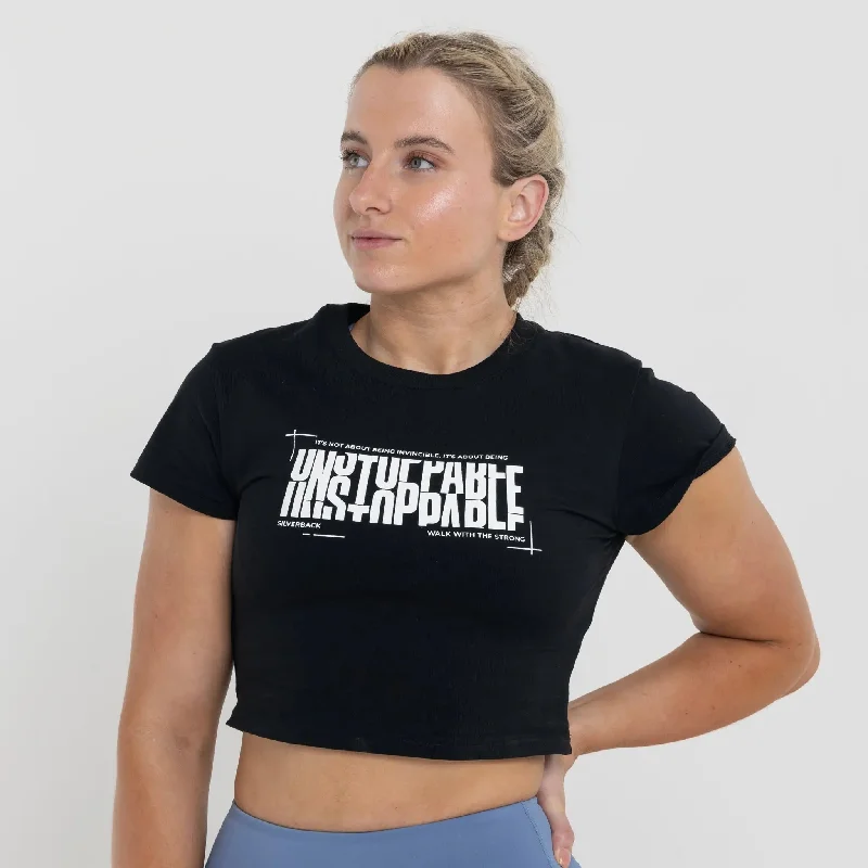 Custom T-Shirts for Fashion Shows-Unstoppable Crop T-Shirt Black