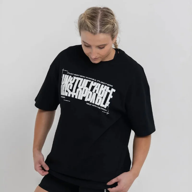 Custom T-Shirts for Concert Merch-Unstoppable Women's Oversized T-Shirt Black