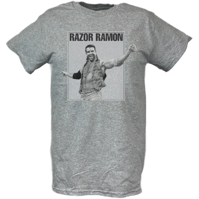 Custom T-Shirts with Artistic Illustrations-Razor Ramon Oozing Machismo WWE Mens T-shirt