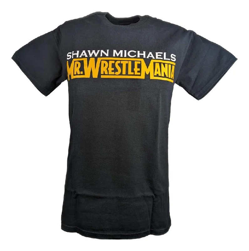 Custom T-Shirts for Colleges-Shawn Michaels Mr Wrestlemania Mens Black T-shirt