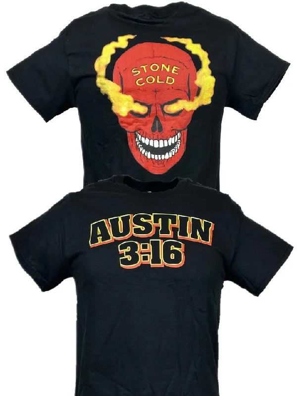 Custom T-Shirts for Festivals-Stone Cold Steve Austin 3:16 Red Skull Mens T-shirt