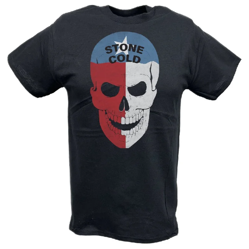 Custom T-Shirts for Bachelorette Parties-Stone Cold Steve Austin Texas Skull Mens Black T-shirt