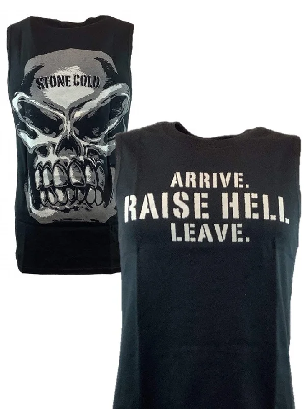 Custom T-Shirts for Holidays-Stone Cold Steve Austin Arrive Raise Hell Leave Sleeveless Muscle Mens T-shirt