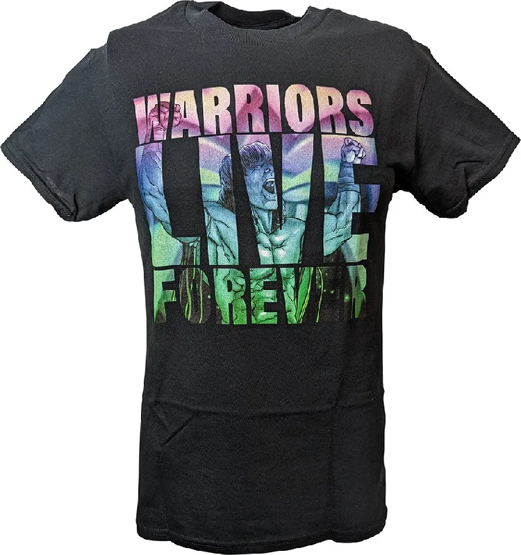 Custom T-Shirts for Trendy Apparel-Warriors Live Forever Ultimate Warrior WWE Mens Black T-shirt